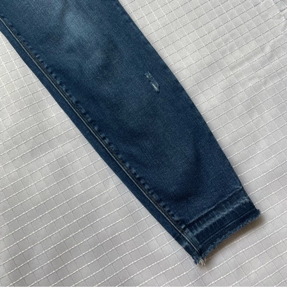 Spanx Blue Jean Jeggings Size Small Raw Hem Faux Front Pockets Distressed Flawed - Picture 5 of 14